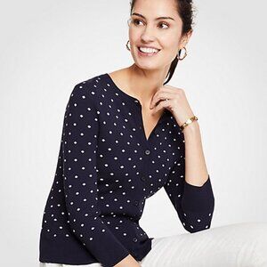NEW Ann Taylor Dotted Ann Cardigan Color: Night Sky - Navy